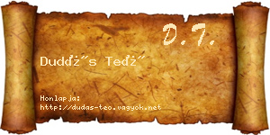 Dudás Teó névjegykártya